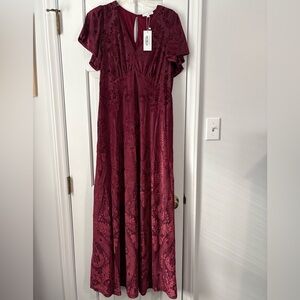 Baltic Born Deep Red Floral Maxi Dress